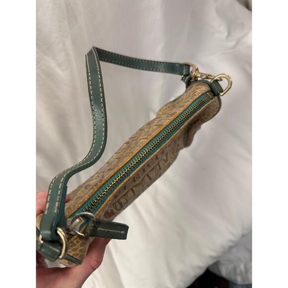 Dooney & Bourke Tan Teal Vintage Barrel Embossed Leather Bag GS - Picture 5 of 8